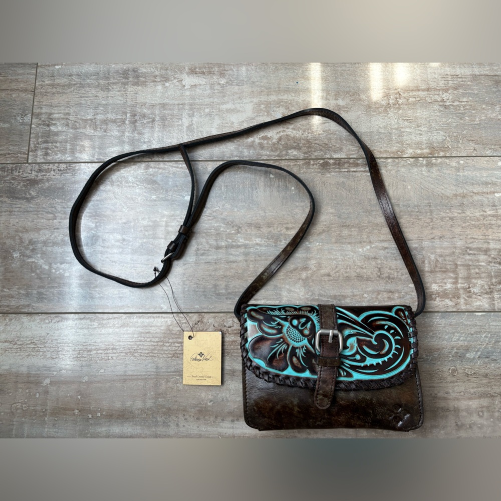 Patricia Nash Brown and Turquoise Crossbody Bag